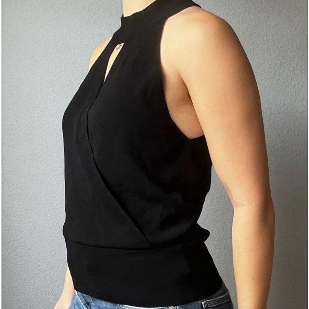 Parker Black Mock Neck Keyhole Top XS